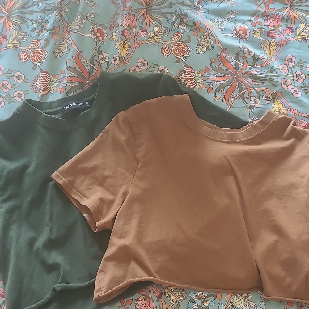 Women's Green and Brown Crop Tops
